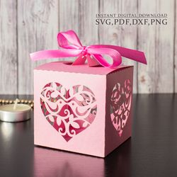 gift box template, wedding svg box, heart candy box, thanksgiving valentine's box for portrait cameo cricut, laser cut