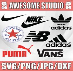 logo fashion brand bunlde: converse svg, all star svg, nike svg, sport bundle svg, clipart