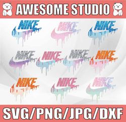 drip glitter nike sports brands logo png bundle, sport svg, logo bundle svg, clipart