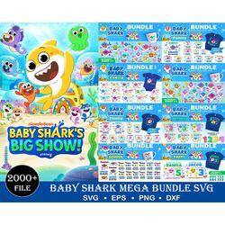 2000 baby shark svg bundle, baby shark, baby shark svg, baby shark font, baby shark png, baby shark birthday, baby shark