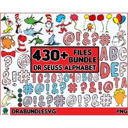 430 mega bundle dr. suess alphabet png, dr. suess bundle, cat in the hat png, dr. suess font png, doodle alphabet png in