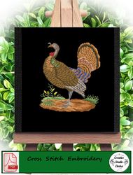 Vintage Cross Stitch Scheme Turkey in the grass