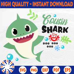 Cousin Shark Boy SVG, Cricut Cut files, Shark Family doo doo doo Vector EPS, Silhouette DXF, Design for tsvg