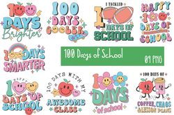 09 files of 100 days of school png sublimation download bundle