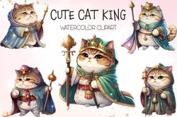 05 files of cute cat king clipart animal sublimation graphic design bundle