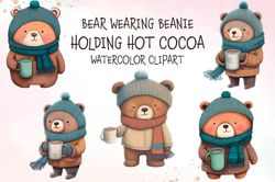 05 png bear wearing beanie hot cocoa png merry christmas sublimation