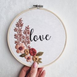 love floral hand embroidery pdf pattern