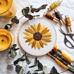 sunflower hand embroidery pdf pattern