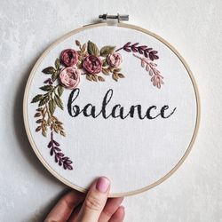 balance floral hand embroidery pdf pattern motivation