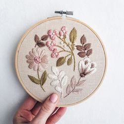 luna floral hand embroidery pdf pattern perfect for beginners