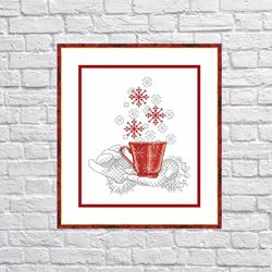 christmas tea time  - cross stitch pdf digital pattern