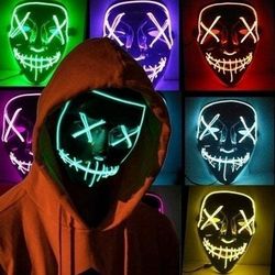 led mask cold light flash grimace fluorescent mask festival performance party glowing masks