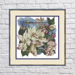 magnolia  - cross stitch pdf digital pattern