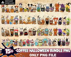 15 halloween coffee png bundle, halloween boo coffee png, villains latte, fall latte png, horror movie inspired coffee,