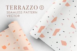 vector 8 terrazzo seamless patterns / digital abstract modern paper pack