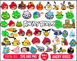 99 angry birds svg, angry birds bundle svg, angry birds birthday svg, red svg, angry birds friend svg, angry birds chuck