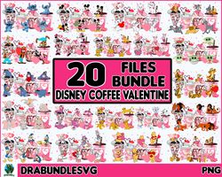 coffee drink valentine's day png, 20 file valentine's coffee bundle png, cartoon character design png, valentine's day p