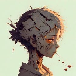 artistic illustration, character in self destruction, jpg image