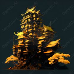 background illustration , japanese architecture style building, jpg image