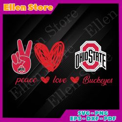 ohio state buckeyes peace love svg sport svg, peace svg, love svg