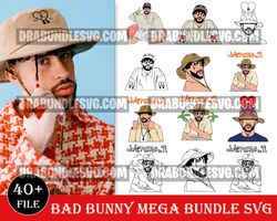 40 bad bunny svg, yo perreo sola, instant download, png, cut file, cricut, silhouette, bundle, eps, dxf, pdf, el conejo