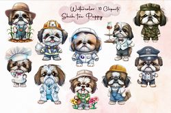 10 files of shih tzu puppy cliparts best design png digital files bundle