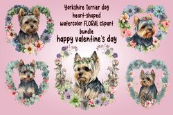 05 files of yorkshire terrier in valentine wreath png valentine dog sublimation designs