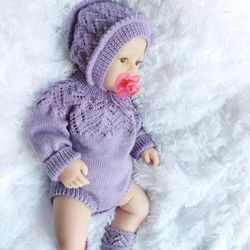 marvelous knitted outfit for reborn doll 55 cm, 22 inches