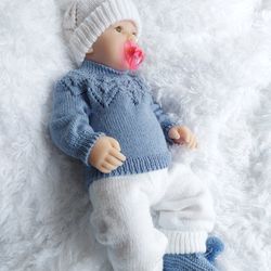 comfortable knitted clothes for reborn doll 55cm, 22 inches