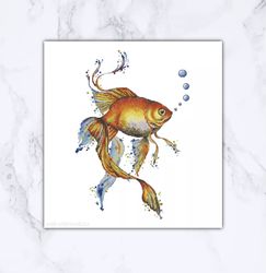 gold small fish cross stitch cross stitch pattern pdf instant download counted cross stitch pattern