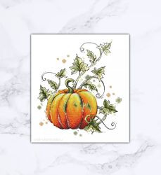 pumpkin cross stitch orange cross stitch pattern pdf instant download vegetables cross stitch modern cross stitch