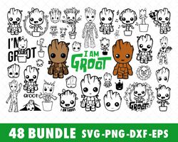 baby groot svg bundle files for cricut silhouette, baby groot svg, baby groot svg files, baby groot svg bundle