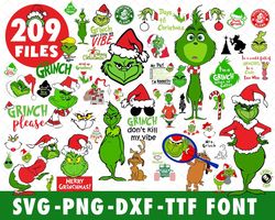 grinch svg files bundle for cricut, silhouette, grinch face svg, grinch hand svg, the grinch svg, grinch bundle svg