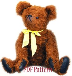 pdf bully bear e-pattern artist design sewing pattern for 21 inch (53cm) teddy bear/ classic teddy bear/ jointed bear