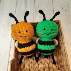 hand crochet funny bee stuffed toys plush toys animals knit amigurumi