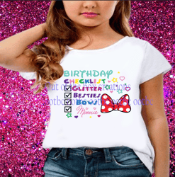 birthday girl check list minnie svg png sublimation cricut silhouette