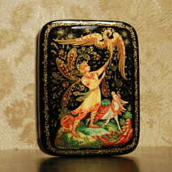 fire bird lacquer box fairy tale firebird hand-painted decorative art