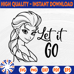 frozen elsa let it go disney svg clipart cricut silhouette crafting digital download