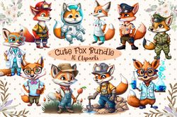 10 files of beautiful fox clipart animal lover sublimation graphic bundle