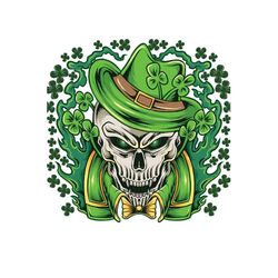 lucky irish skull st patrick's day png sublimation designs