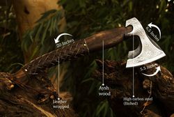 custom made high carbon steel viking axe with ash wood handle zs-2