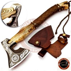 custom carbon steel vikings style axe, handmade viking axe, hand forged axe, real viking axe, christmas gift for him,