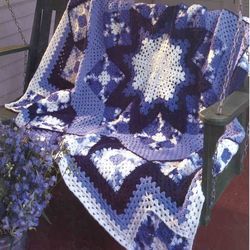 blue star afghan vintage crochet pattern 190