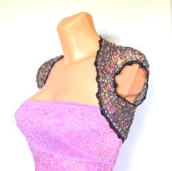 wedding lace bolero hand knit bridal bolero crochet wedding lace cardigan colorful sparkle evening bolero gift for her