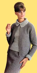 vintage crochet pattern 213 gray suit women