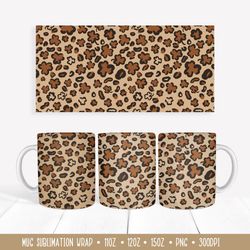 shamrock leaves leopard mug wrap. patricks day mug wrap png