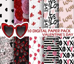 digital paper, valentine paper, valentine background, digital paper pack file cut digital download