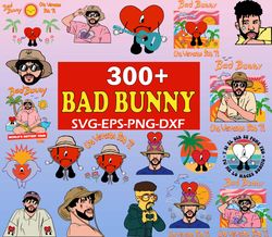 300 bad bunny svg bundle, bad bunny svg, bad bunny bundle, bad bunny rapper, bad bunny png file cut digital download