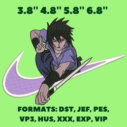 nike uchiha sasuke embroidery design file / naruto anime embroidery design/ anime pes design/ machine embroidery design