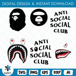 designs inspired by anti social x bape svg png eps